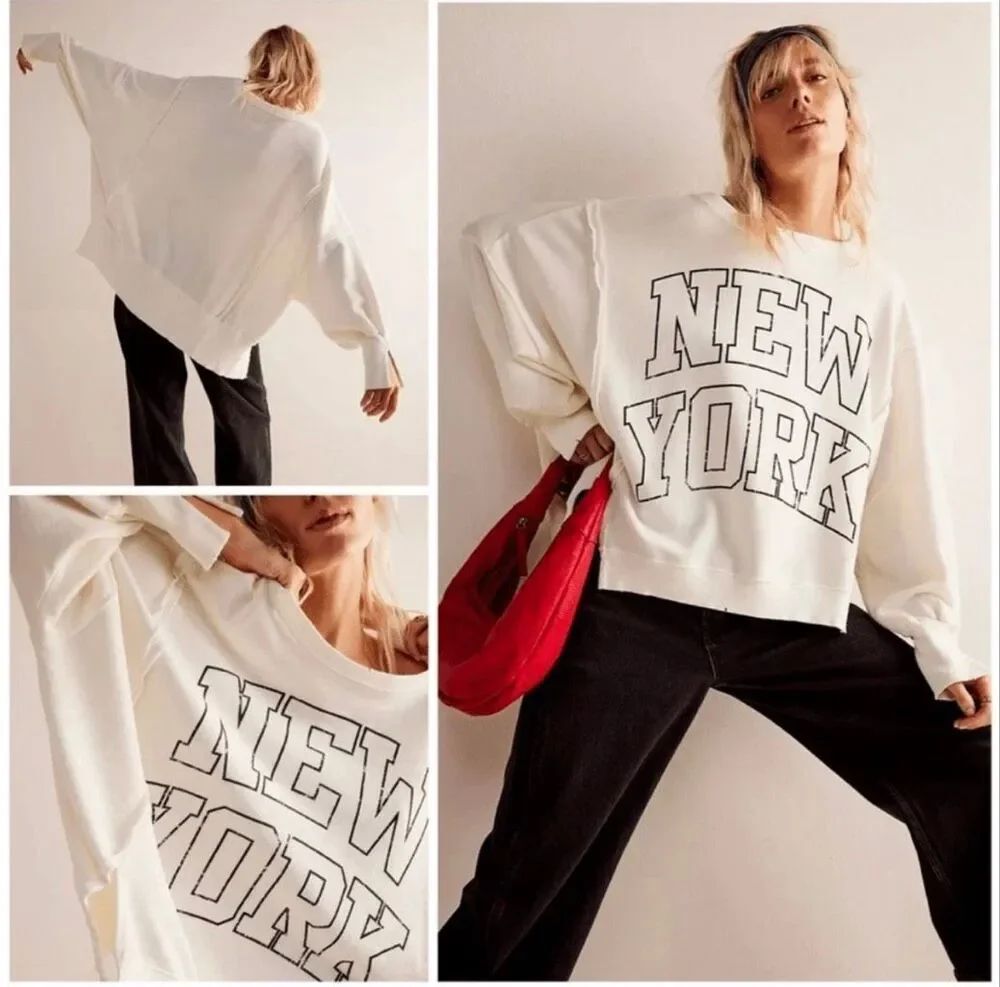 Free People We the Free Camden Graphic New York Sweatshirt M